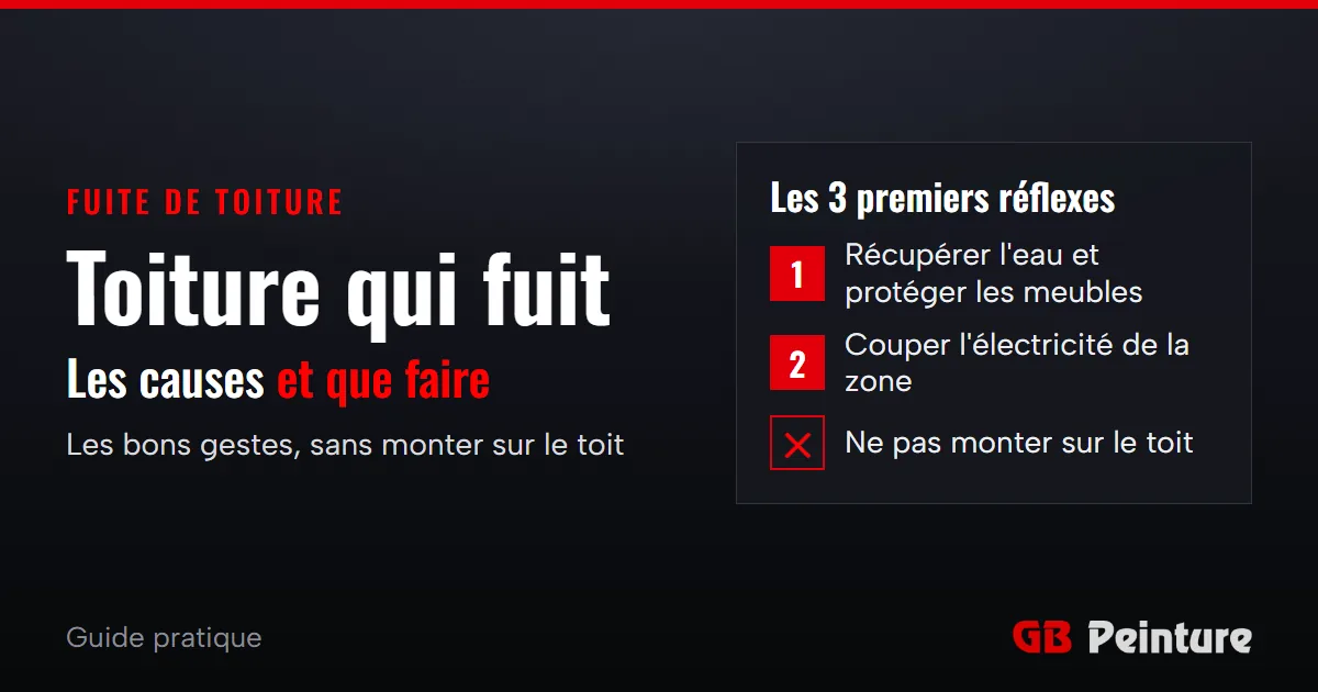 Toiture qui fuit : les causes et que faire, avec les 3 premiers réflexes